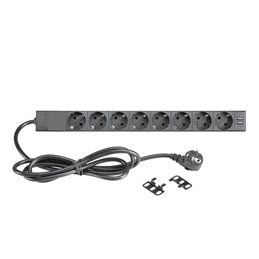 Multiprise Secteur Rackable 19" - 9 Prises (3 Avant, 6 Arrière) - 2U, 16A/250V - Pour Home Studio, Rack Audio/Video