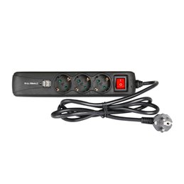 Multiprise Secteur 3 Prises avec interrupteur et 2 ports de charge USB