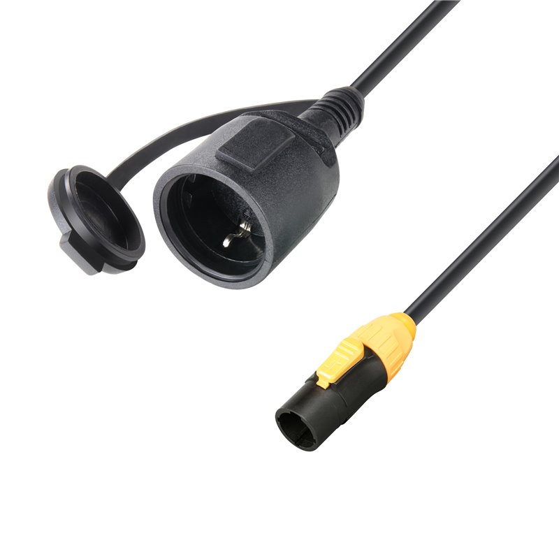 5 ft. Rubber Jacketed Extension Power Cord CEE7/7 socket to Power Twist male IP65, 3 x 1.5 mm²