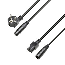 Power and Audio Cable CEE7/7 & XLR female to C13 & XLR male 3x1.5mm² 5m