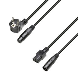 Power and Audio Cable CEE7/7 & XLR female to C13 & XLR male 3x1.5mm² 10m