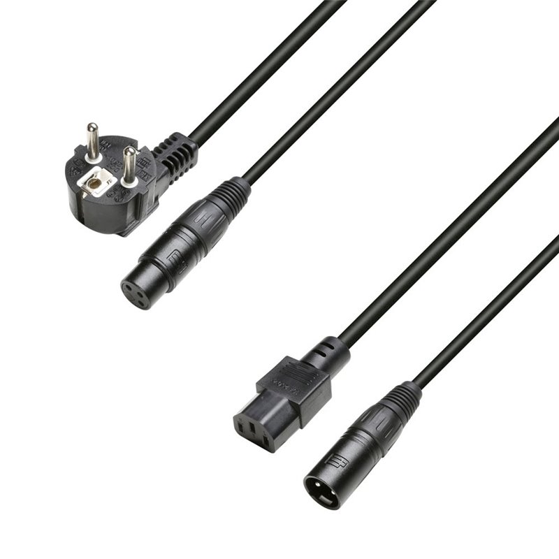 Power and Audio Cable CEE7/7 & XLR female to C13 & XLR male 3x1.5mm² 10m