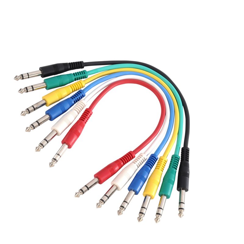 Set Câbles de Patch Jack 6 cables 6,35 mm TRS stéréo vers Jack 6,35 mm TRS stéréo 0,3 m