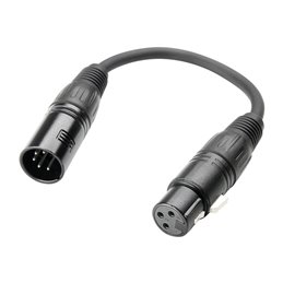 Adaptateur DMX XLR mâle 5 points vers XLR femelle 3 points 0,2 m