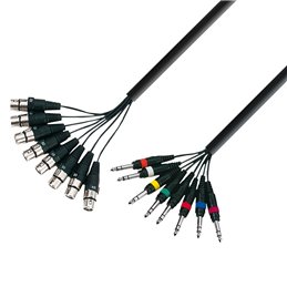 Câble Multipaire 8 x XLR femelle vers 8 x Jack 6,35 mm TRS stéréo 3 m