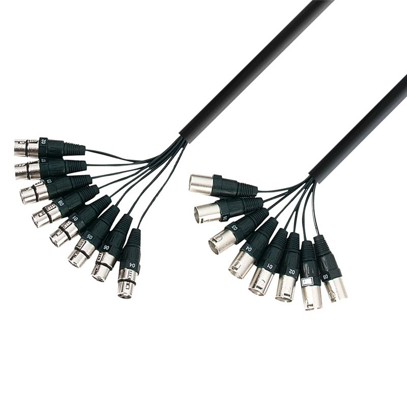 Câble Multipaire 8 x XLR mâle vers 8 x XLR femelle 3 m