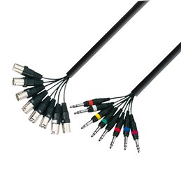 Câble Multipaire 8 x XLR mâle vers 8 x Jack 6,35 mm TRS stéréo 3 m