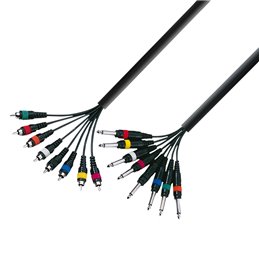 Câble Multipaire 8 x Jack 6,35 mm mono vers 8 x RCA mâle 5 m