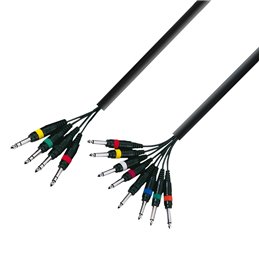 Câble Multipaire 4 x Jack 6,35 mm TRS stéréo vers 8 x Jack 6,35 mm mono 3 m