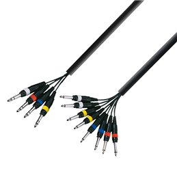 Câble Multipaire 4 x Jack 6,35 mm TRS stéréo vers 8 x Jack 6,35 mm mono 5 m