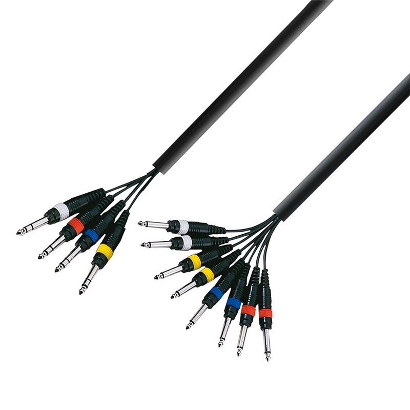 Câble Multipaire 4 x Jack 6,35 mm TRS stéréo vers 8 x Jack 6,35 mm mono 5 m