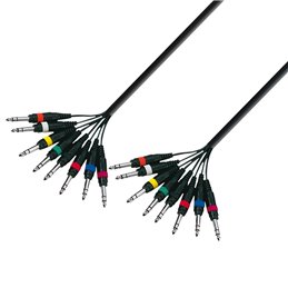 Câble Multipaire 8 x Jack 6,35 mm TRS stéréo vers 8 x Jack 6,35 mm TRS stéréo 3 m