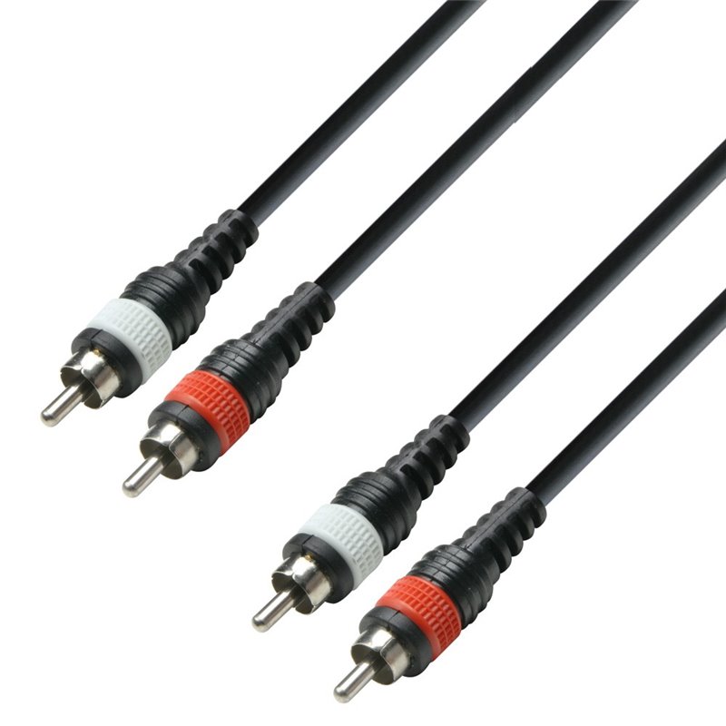 Câble audio gainé 2 connecteurs RCA sur 2 connecteurs RCA, 1 m