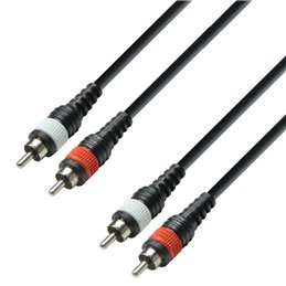 Câble audio gainé 2 connecteurs RCA sur 2 connecteurs RCA, 3 m