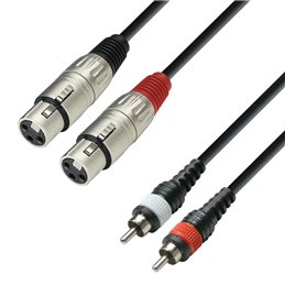 Câble audio moulé 2 x RCA mâle vers 2 x XLR femelle, 3 m