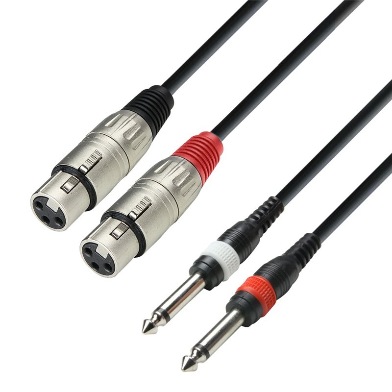 Câble 2 embases XLR sur 2 connecteurs jack mono 6,3 mm, 1 m