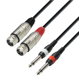 Câble 2 embases XLR sur 2 connecteurs jack mono 6,3 mm, 3 m