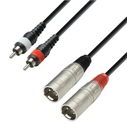 Câble audio gainé 2 connecteurs RCA sur 2 connecteurs XLR, 1 m
