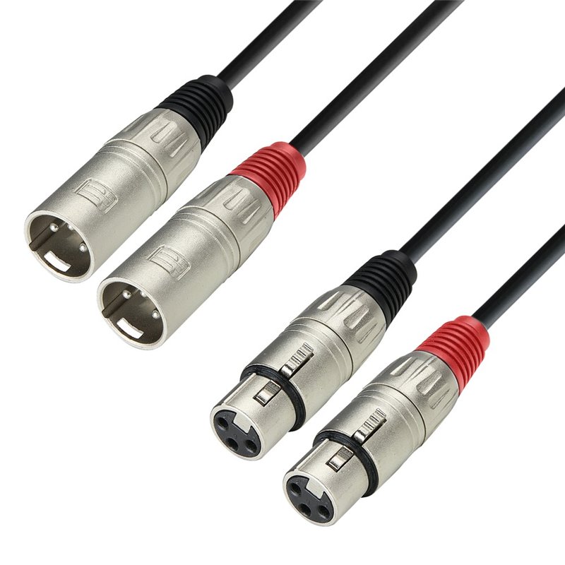 Câble audio 2 connecteurs XLR sur 2 embases XLR, 6 m