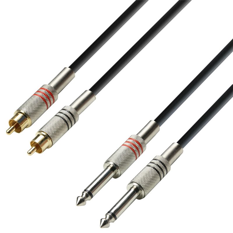 Câble Audio Adam Hall 3 STAR - RCA Mâle Vers Jack 6,35 Mm Mono - 1 M - Qualité Studio