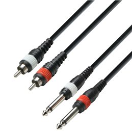 Câble audio 2 connecteurs RCA sur 2 connecteurs jack mono 6,3 mm, 6 m