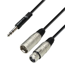 Câble audio connecteur jack stéréo 6,3 mm sur connecteur XLR + embase XLR, 1 m