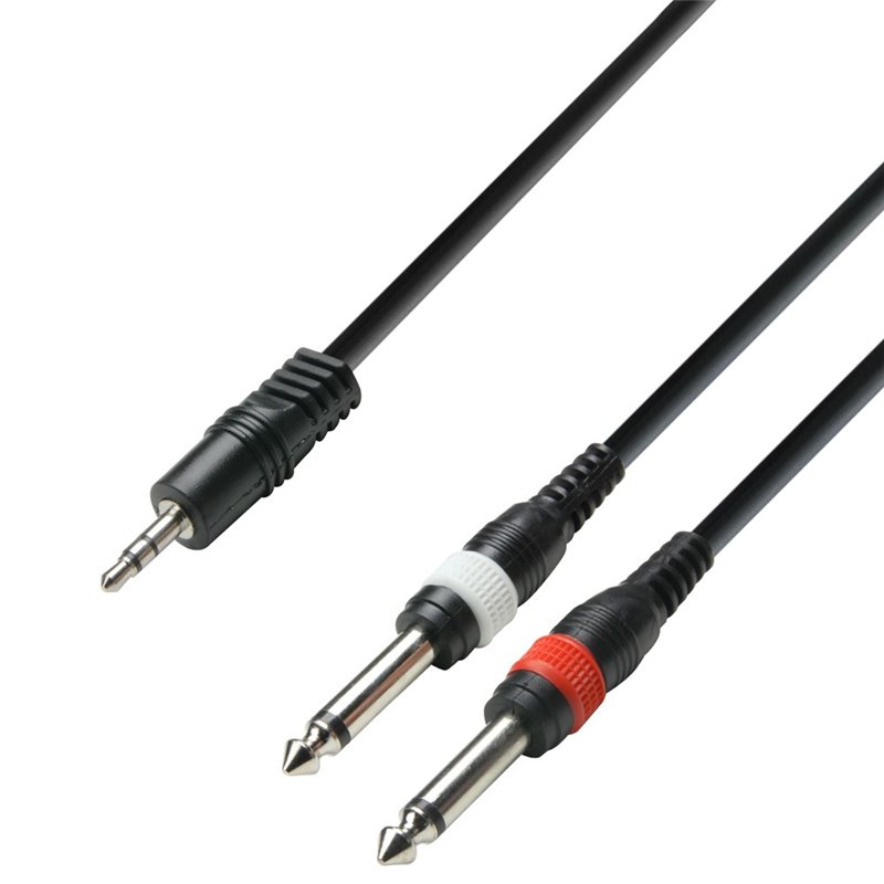 Câble Audio Mini-Jack 3,5 mm stéréo vers 2 x Jack 6,35 mm mono 3 m