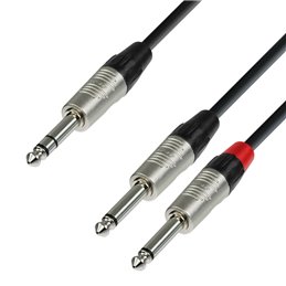 Câble Audio REAN Jack 6,35 mm stéréo vers 2 x Jack 6,35 mm mono 0,9 m