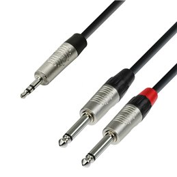 Câble Audio REAN Mini-Jack 3,5 mm stéréo vers 2 x Jack 6,35 mm mono 0,9 m
