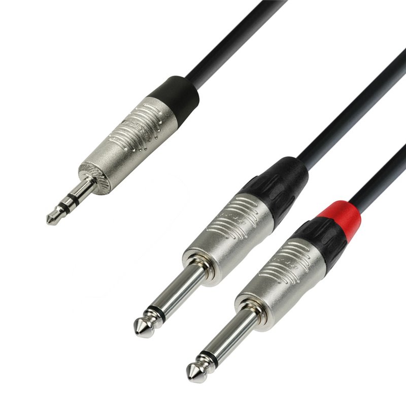 Câble Audio REAN Mini-Jack 3,5 mm stéréo vers 2 x Jack 6,35 mm mono 0,9 m