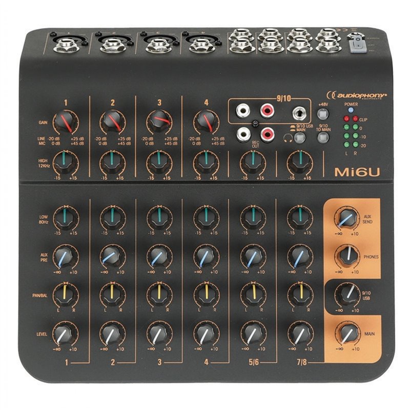 CONSOLE DE MIXAGE MPX6 AUDIOPHONY 6 CANAUX AVEC EFFETS, LECTEUR USB/SD/BT