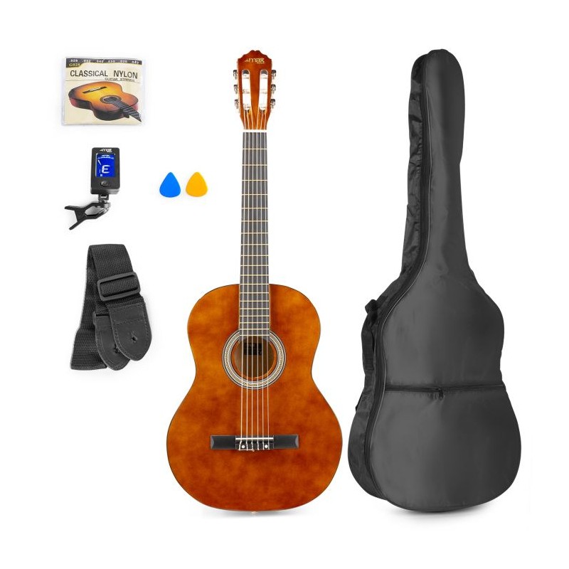 Pack guitare classique SoloArt, naturel foncé