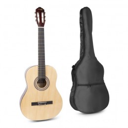 Pack guitare classique, couleur bois naturel, avec accordeur sangle housse médiators