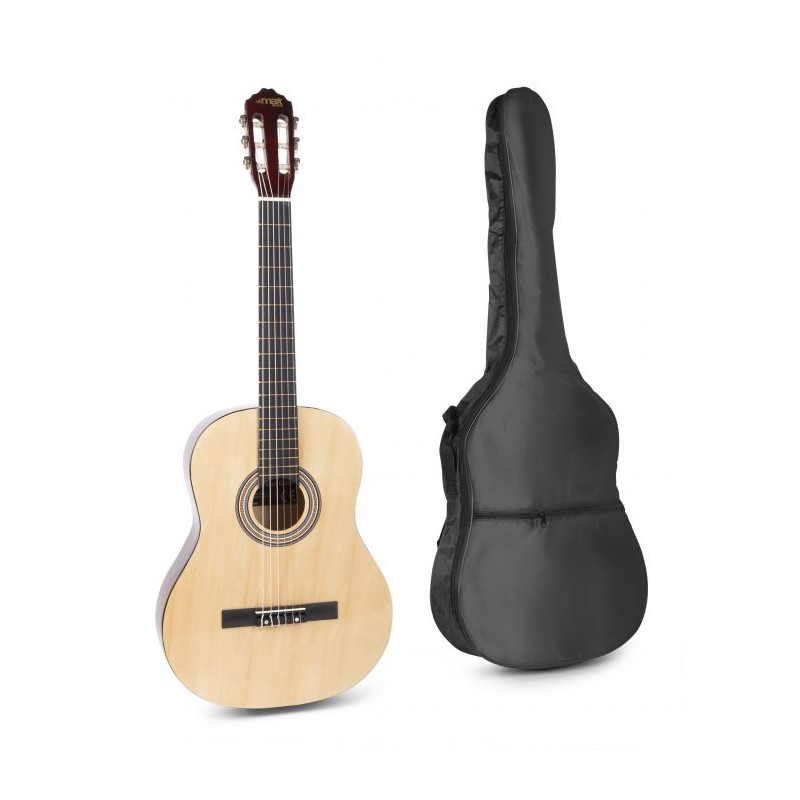 Pack guitare classique, couleur bois naturel, avec accordeur sangle housse médiators