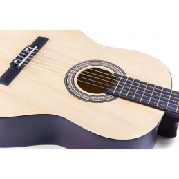 Pack guitare classique, couleur bois naturel, avec accordeur sangle housse médiators