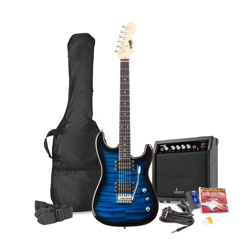 GigKit Pack guitare électrique Rock, effet matelassé, bleu foncé