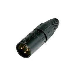 3 Pin male XLR Connector with Gold Contacts, black