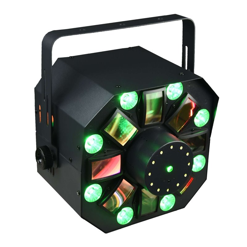 POWER LIGHTING METEOR VII Jeux de lumiere 3-en-1 : Beam Moonflower, Strobe,  Laser multipoints Rouge et Vert